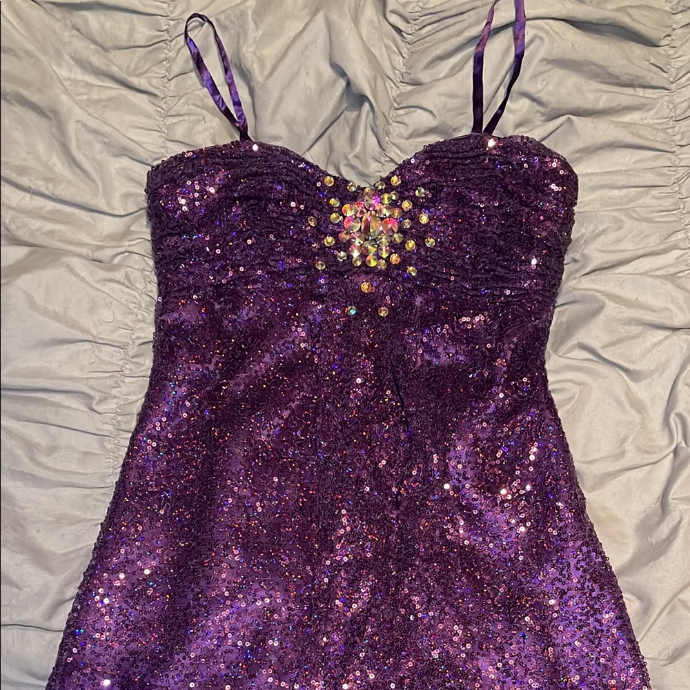 Purple Sparkle Short Dress